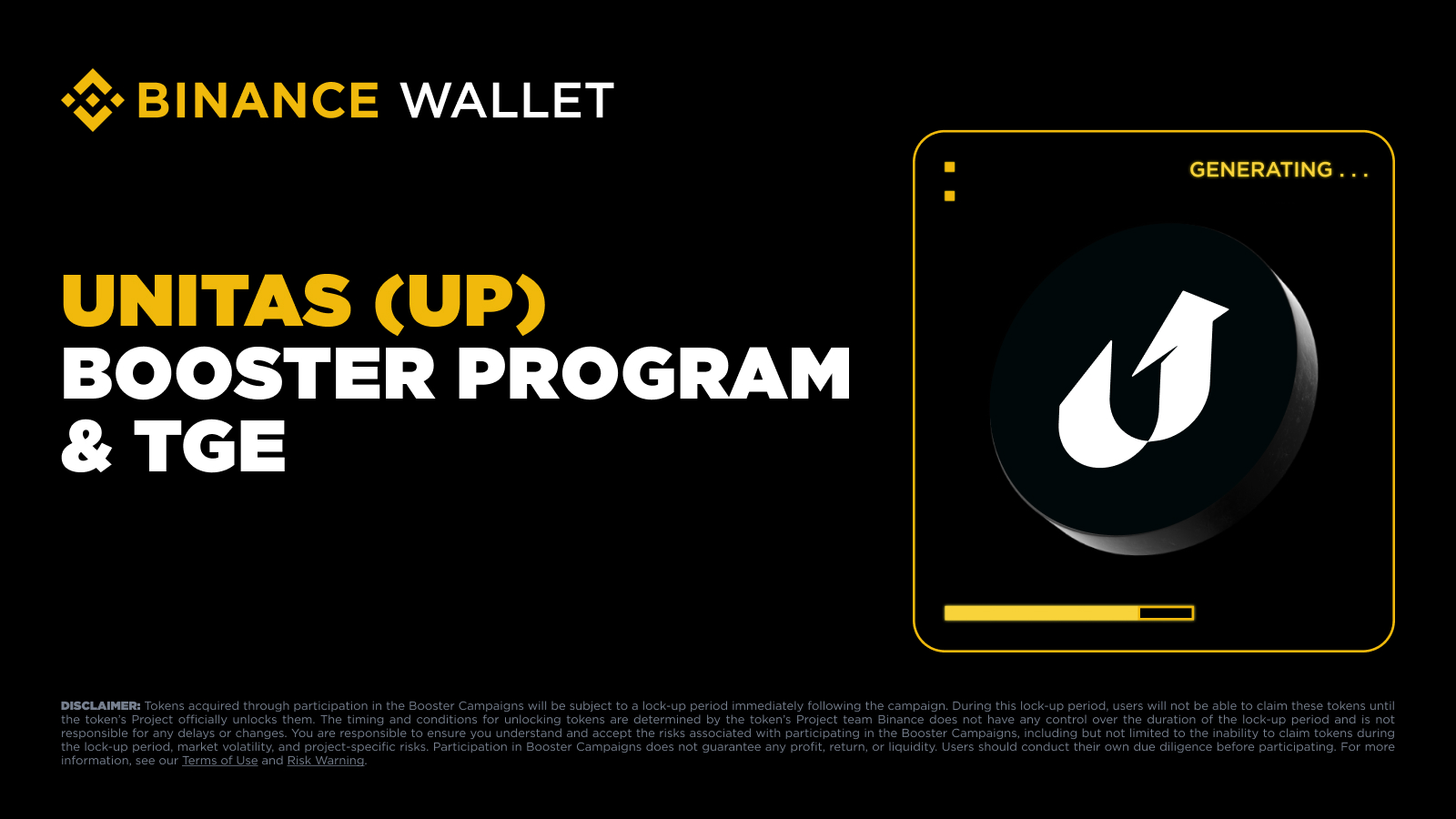 Participate in the Exclusive Unitas (UP) Booster Program and Token Generation Event (TGE) on Binance Wallet